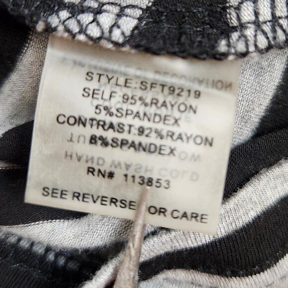 🌼41 Hawthorn Womens Top Size XS Long Sleeve Crew Neck Stripes Black Gray🌼 - Picture 8 of 11
